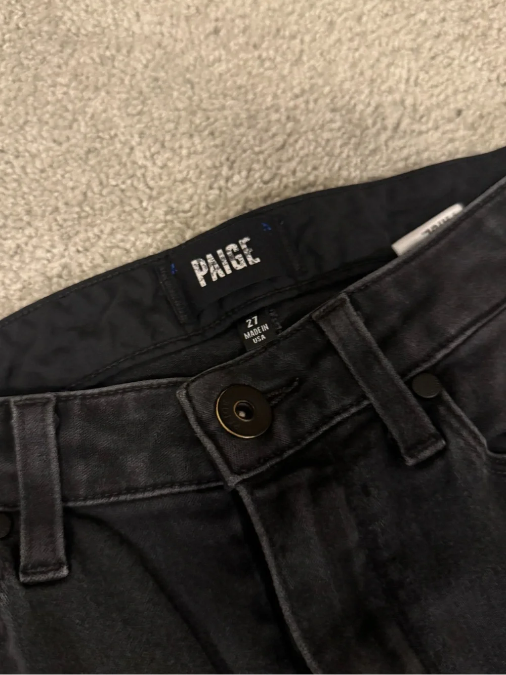PAIGE Washed Black High-Rise Skinny Jeans with Raw Hem